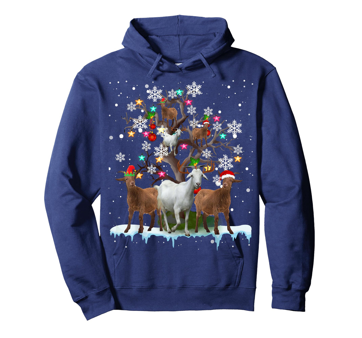 Christmas Goat On Tree Funny Santa Goat Lover Farmer T-Shirt
