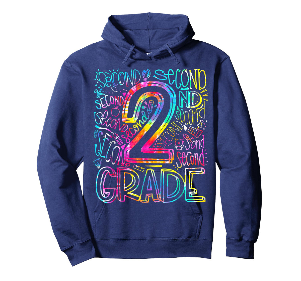 Tie Dye 2nd Grade Typography Team Second Grade Teacher T-Shirt