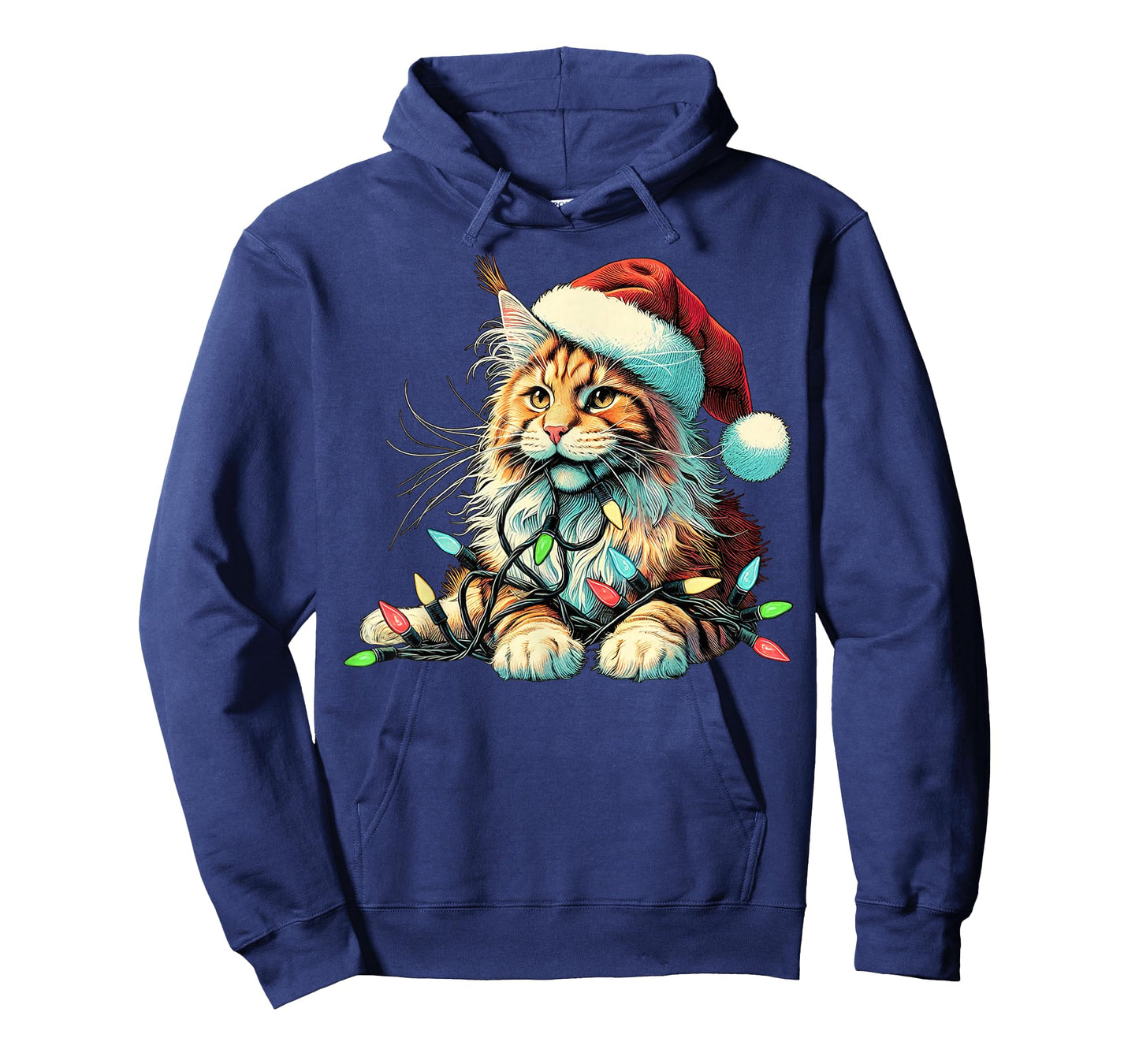 Maine Coon Cat Chew Christmas Light Xmas Holiday Funny Cute T-Shirt