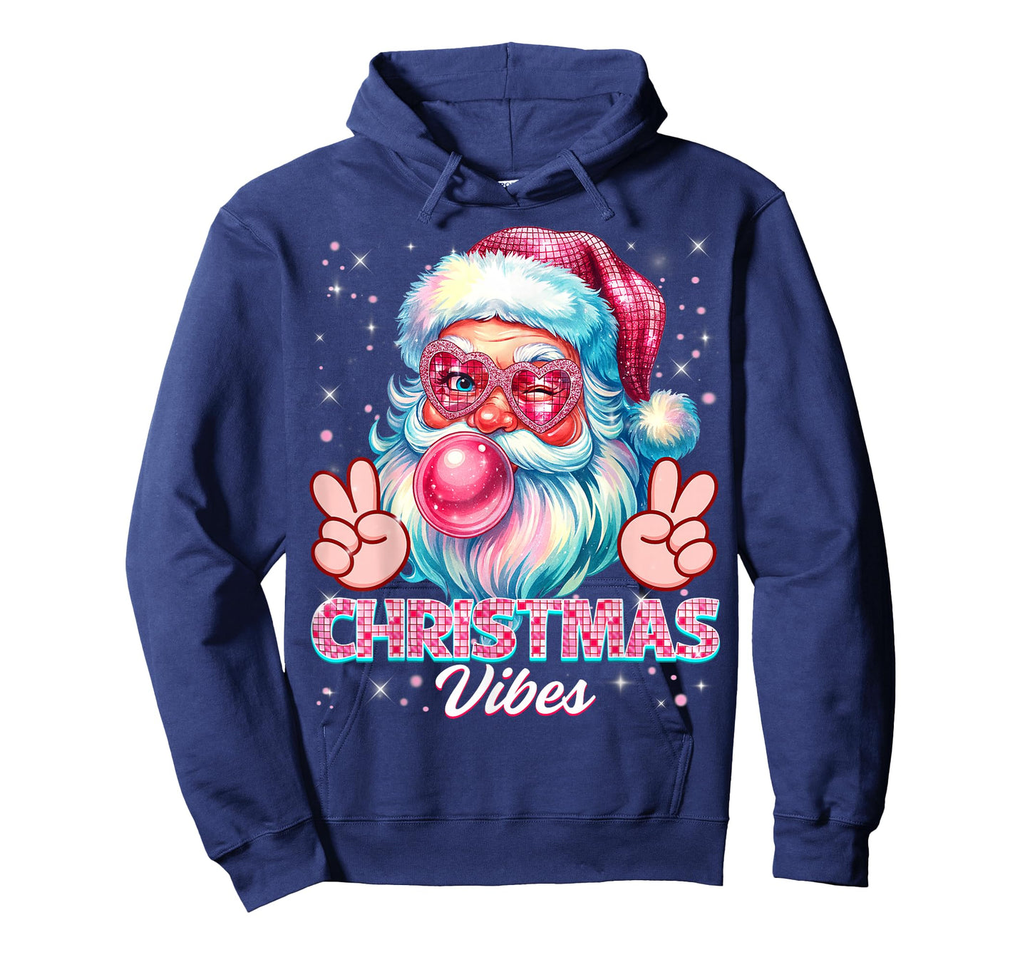 Christmas Vibes Cute Pink Santa Vintage Retro Pjs Women Girl T-Shirt