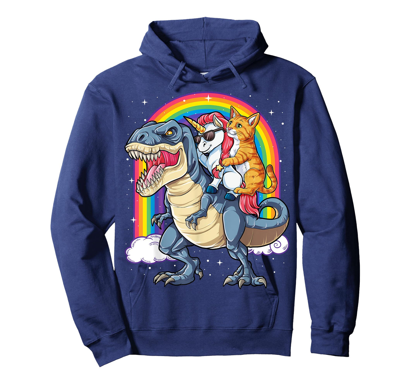 Cat Unicorn Riding Dinosaur T rex Kitten Lover Space Galaxy T-Shirt for Men Women Kids