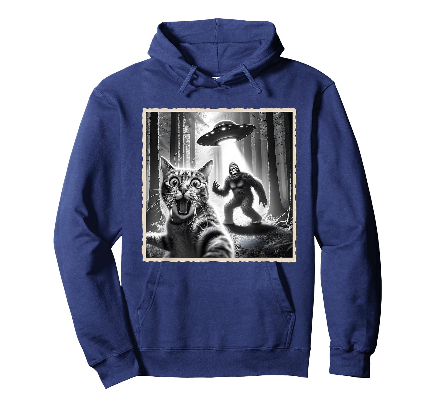 Cat Selfie with Bigfoot & UFO | Funny Sasquatch & Cat T-Shirt
