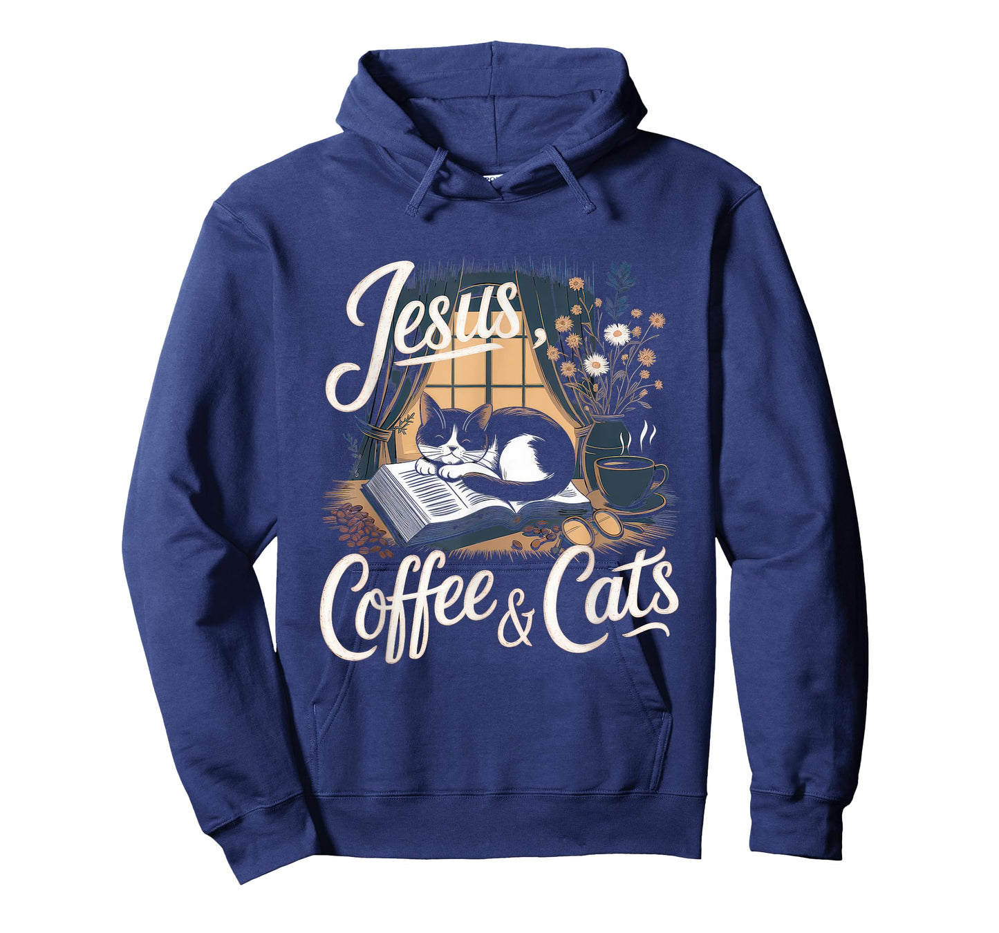 Jesus Coffee Cats Funny Cute Design Jesus Lovers Christian T-Shirt