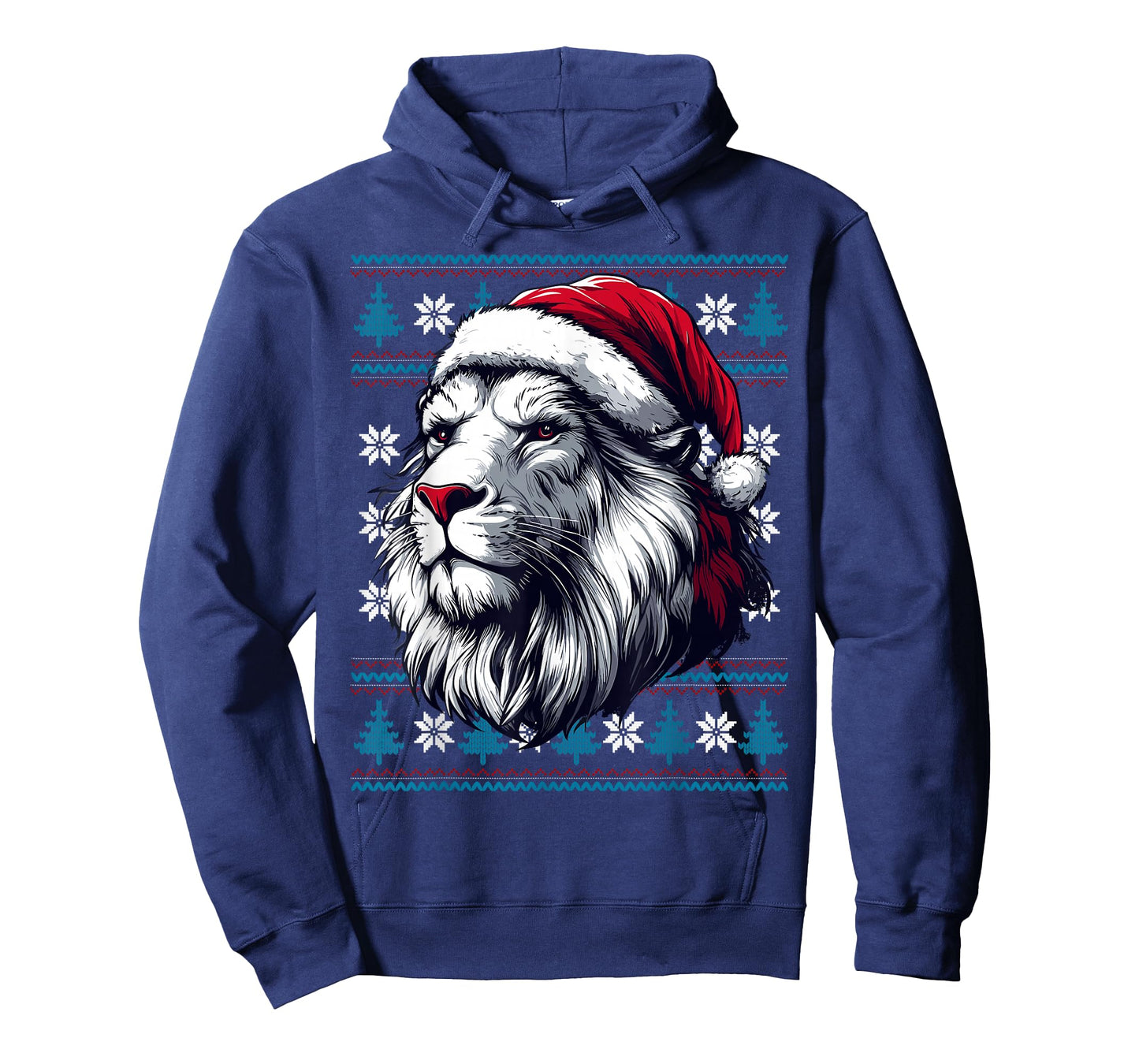 Lion Santa Hat Ugly Christmas Sweater Lion Lovers Holiday T-Shirt