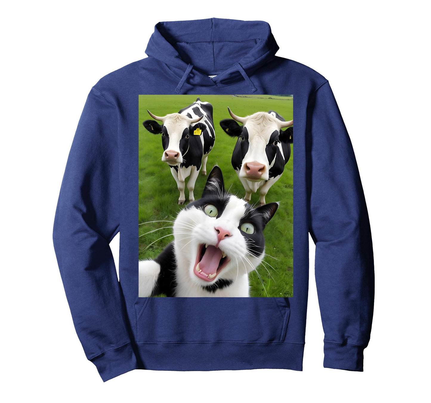 Funny Black And White Cat Cow Selfie T-Shirt