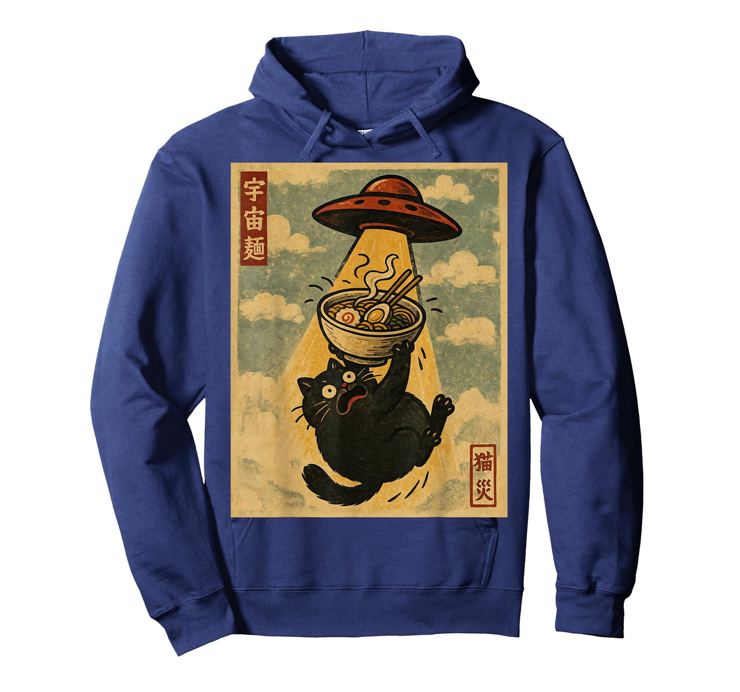 Funny Ramen Cat Japanese Anime UFO Men Women Teens Kids T-Shirt
