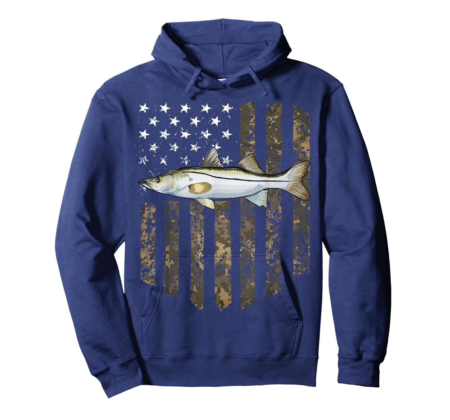 Camo American Flag Snook Fishing 4th Of July T-Shirt