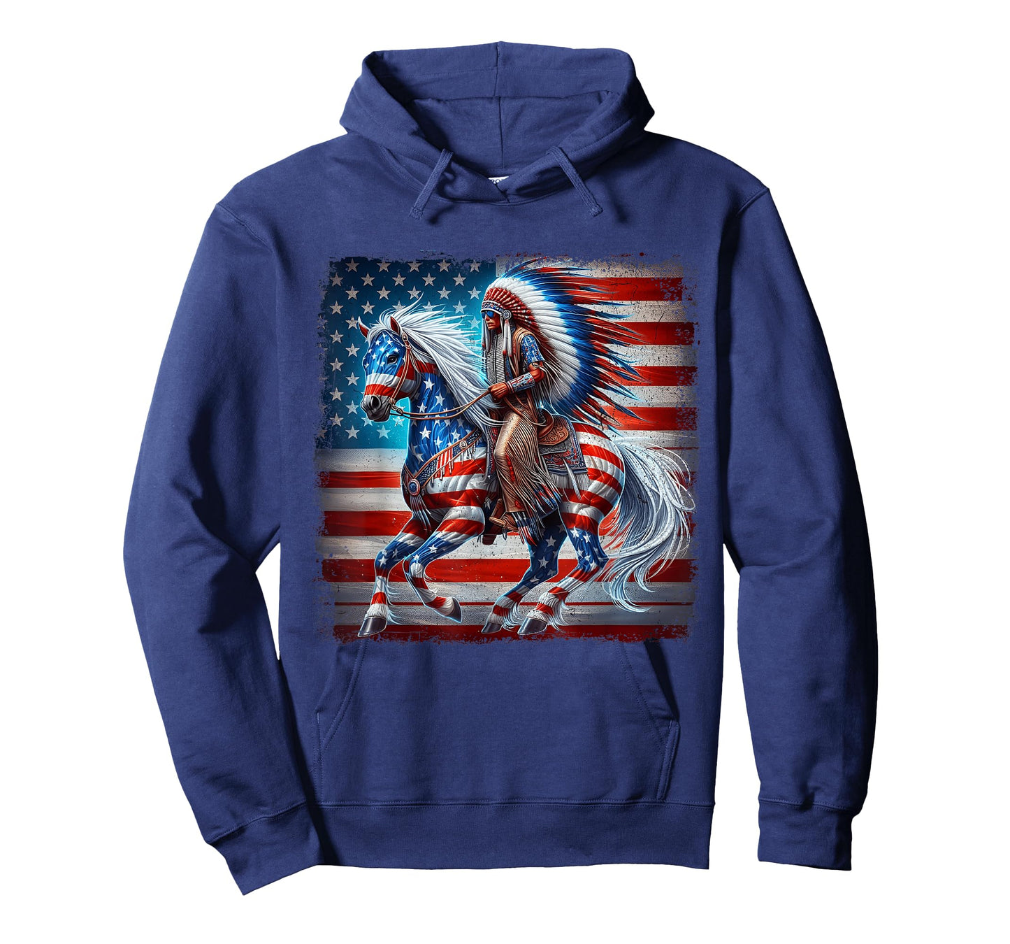 Indian Riding Horse Native American Flag 4th of July T-Shirt