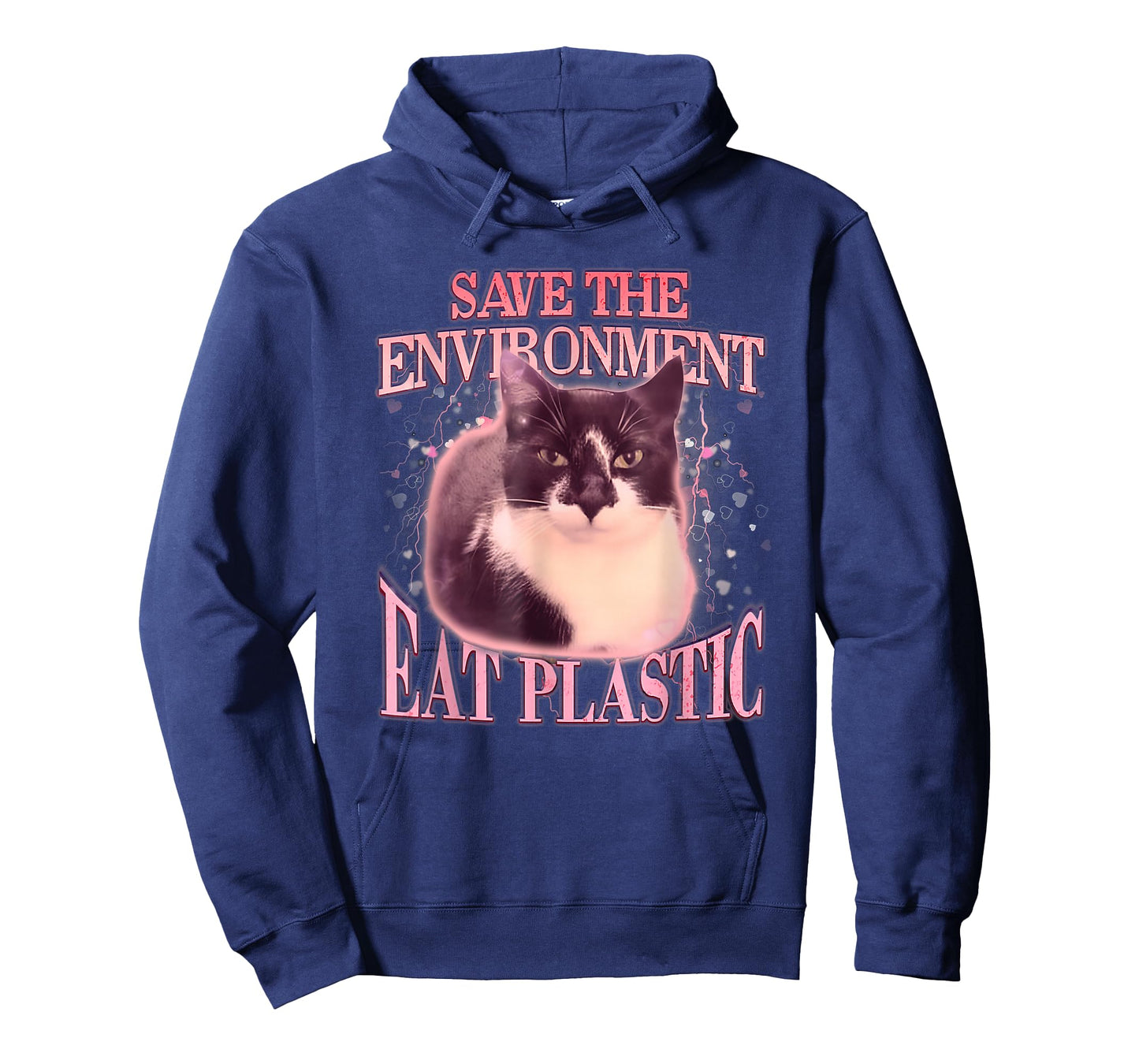 Save The Environment Eat Plastic Silly Cat Meme Funny Cats T-Shirt