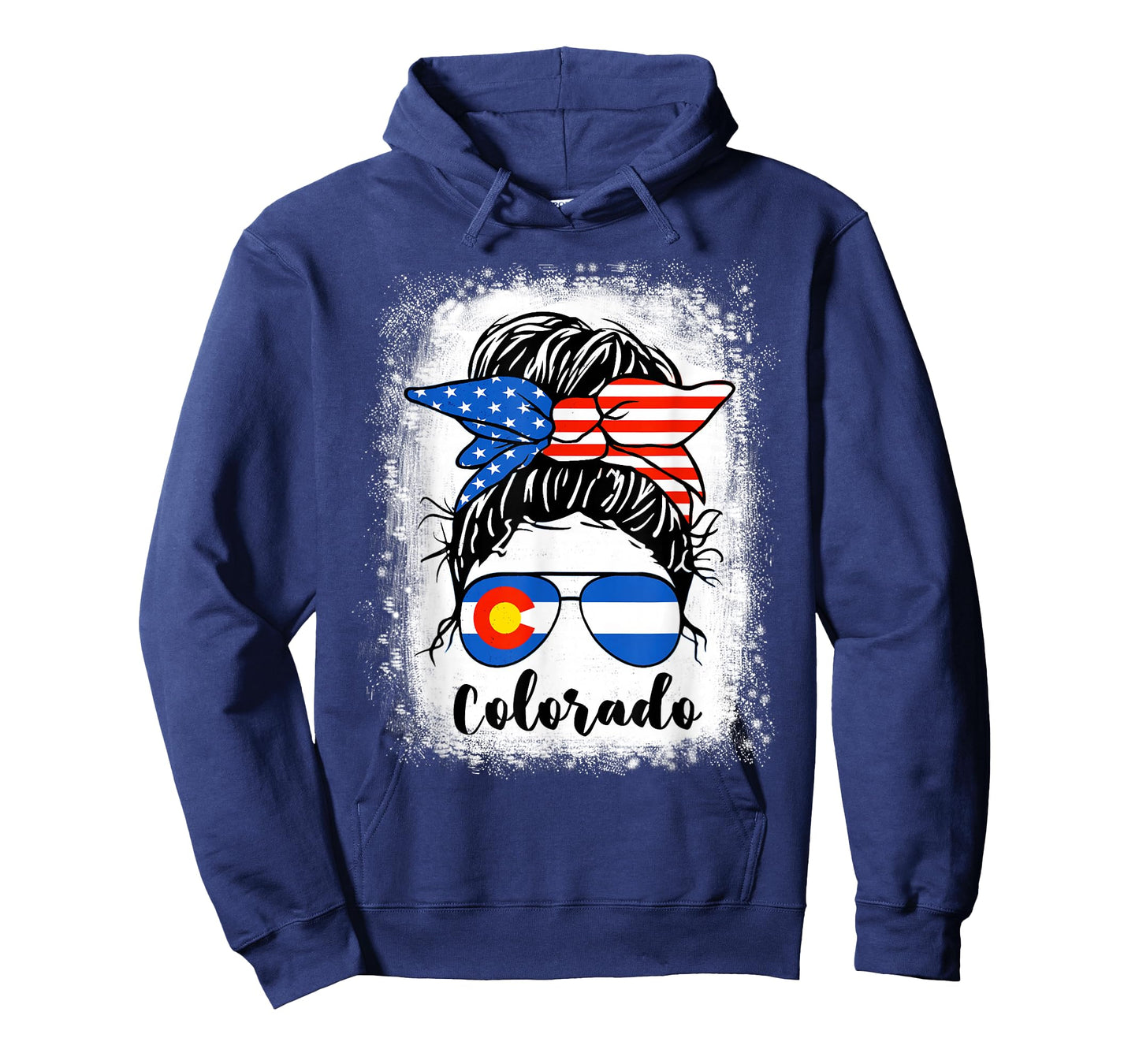 Colorado State Flag Sunglasses Mom Messy Bun Hair Girl T-Shirt