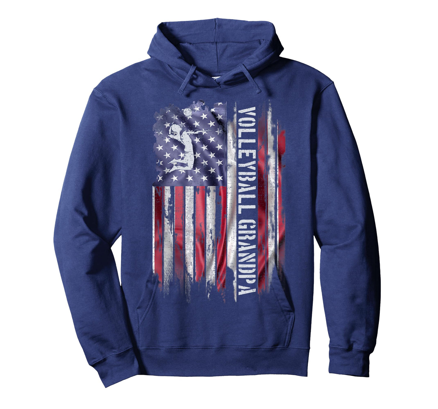Vintage US American Flag Proud Volleyball Grandpa Silhouette T-Shirt for Women Kids Men