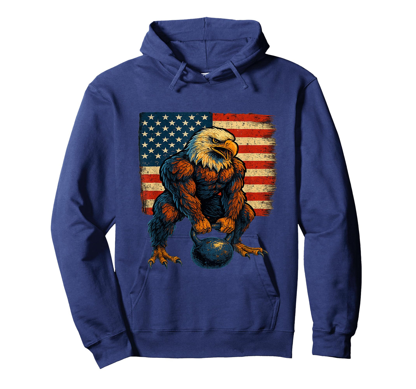 Fierce Bald Eagle Kettlebell Patriotic Fitness Graphic T-Shirt