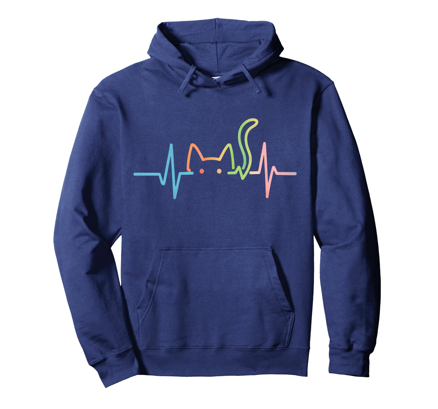 Heartbeat Cat Lover Animal Silhouette Cute Kitty Cat Long Sleeve T-Shirt