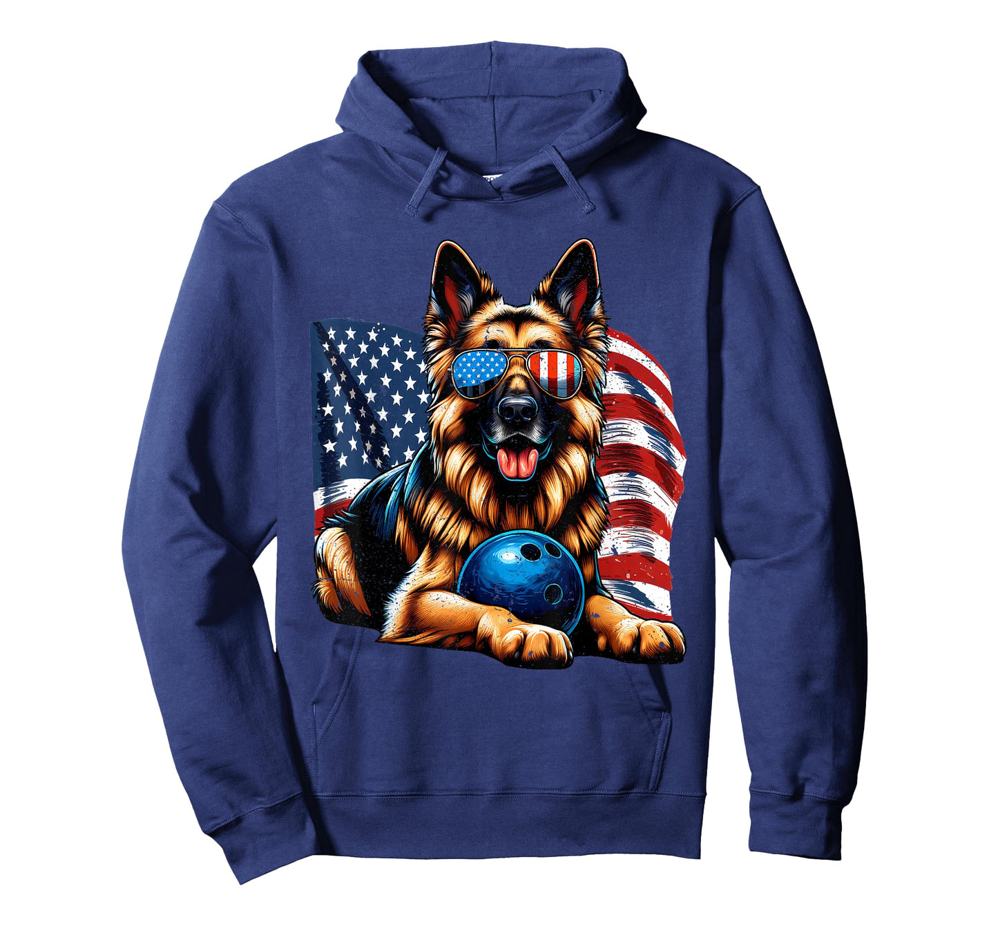 Patriotic German Shepherd Bowling USA Flag Freedom Vintage T-Shirt