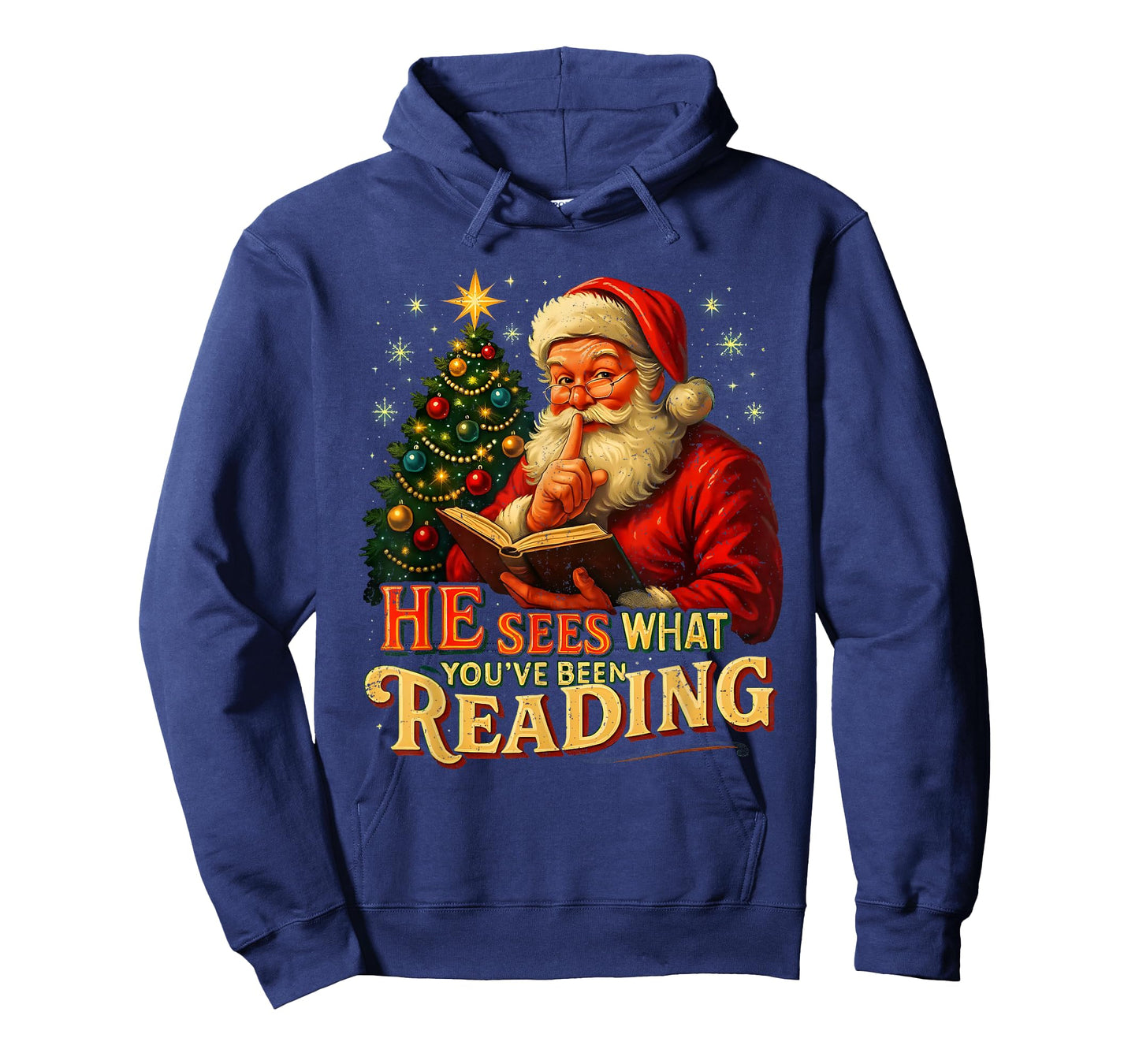 He Sees What You’ve Been Reading Santa Book Lover Christmas T-Shirt