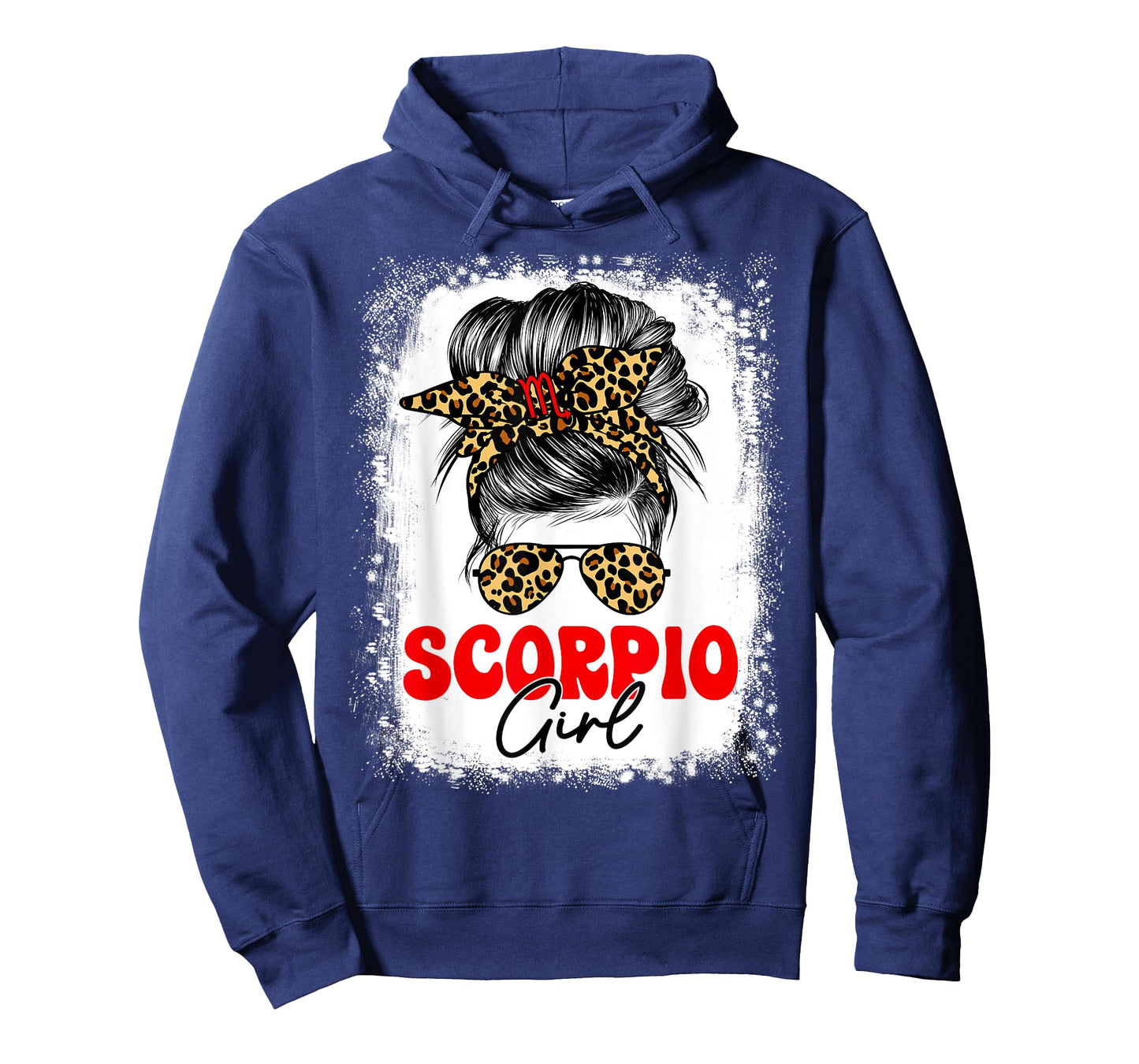 Scorpio Girl Leopard Messy Bun Zodiac Sign Birthday T-Shirt