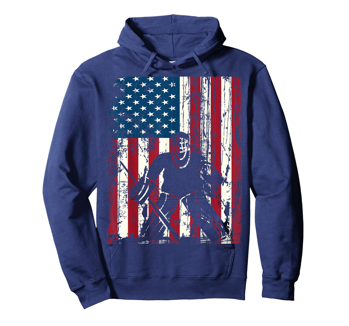 Vintage USA American Flag Ice Hockey Goalie 4th of July T-Shirt