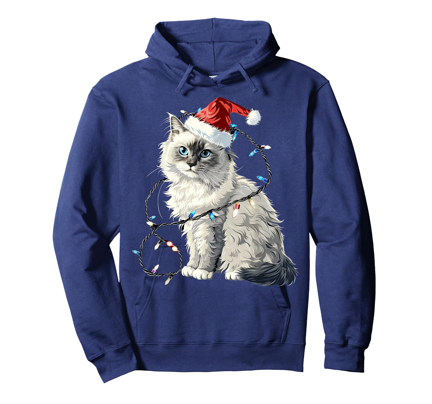 Cute Ragdoll Cat Santa Hat Christmas Lights Feline T-Shirt