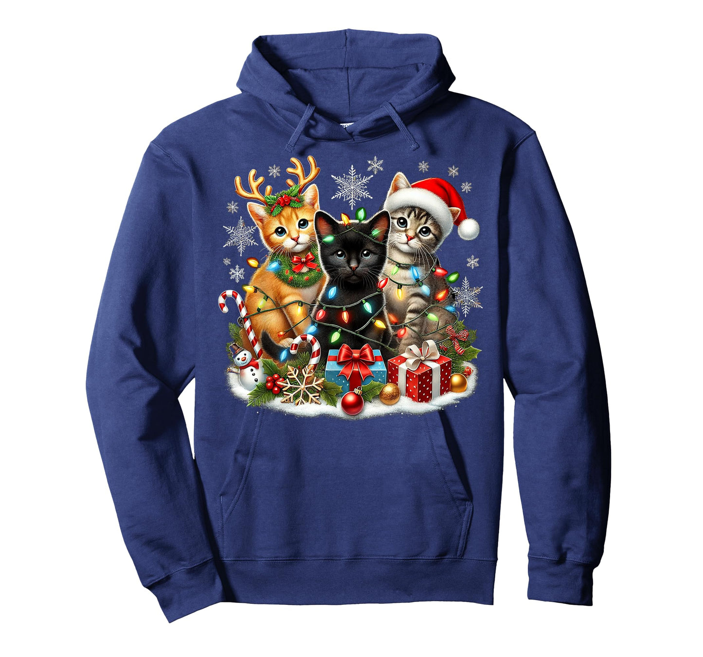 Merry Christmas Baby Cats Presents Snowflake Santa Claus T-Shirt