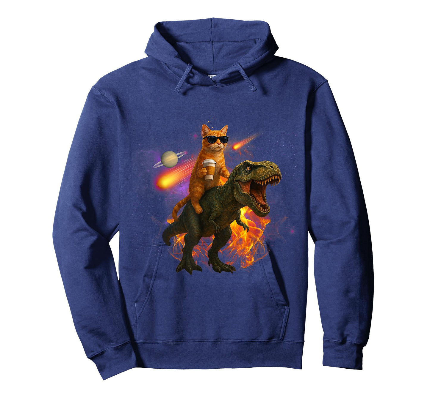 Cosmic Coffee Cat, Funny Stargazing Feline with T-Rex & UFO T-Shirt