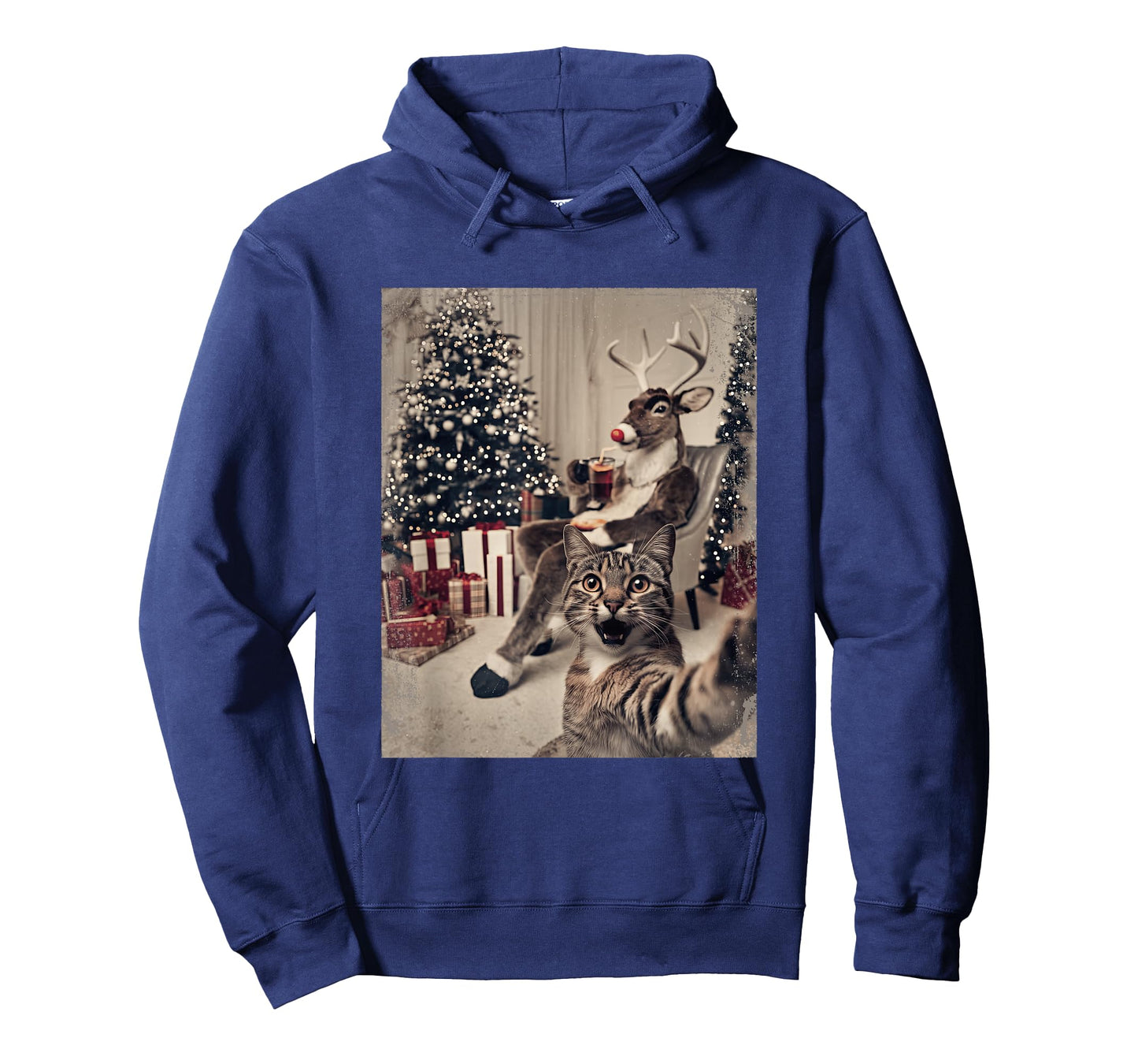 Funny Xmas Cat Selfie Reindeer Ugly Sweater Christmas Outfit T-Shirt