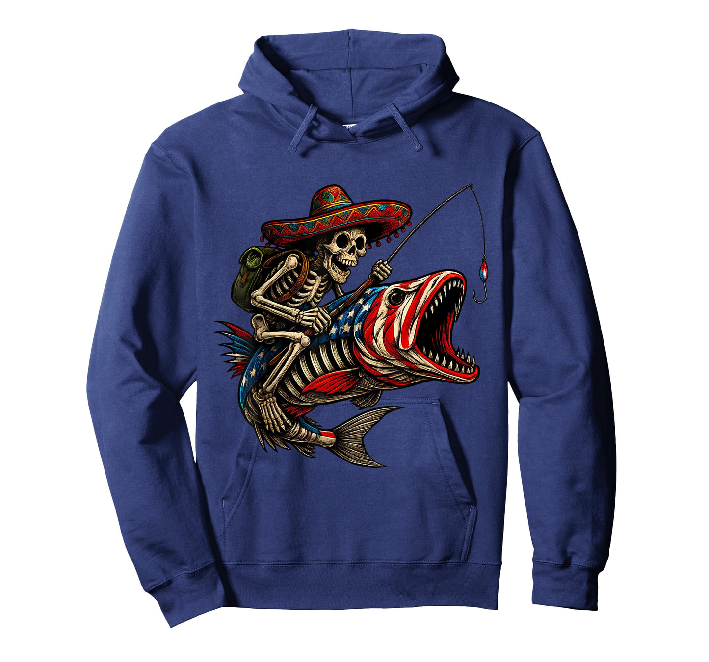 Fishing Mexican Sombrero Bass Fish Skull Skeleton Fisherman T-Shirt