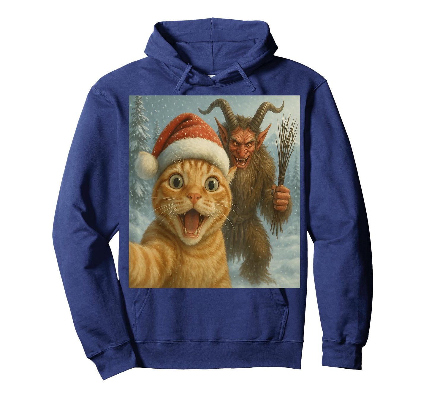 Funny Cat Selfie with Krampus Dark Humor Xmas T-Shirt