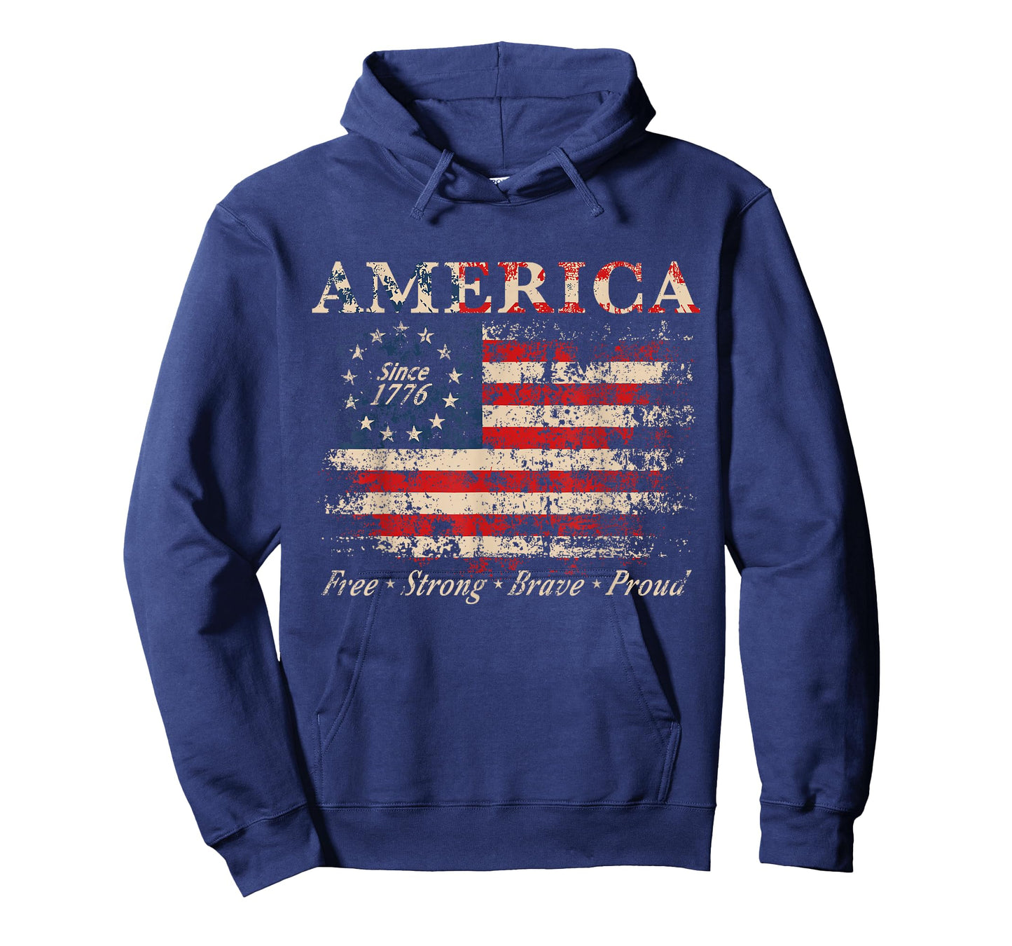 Distressed American Flag Patriotic USA Vintage 1776 T-Shirt