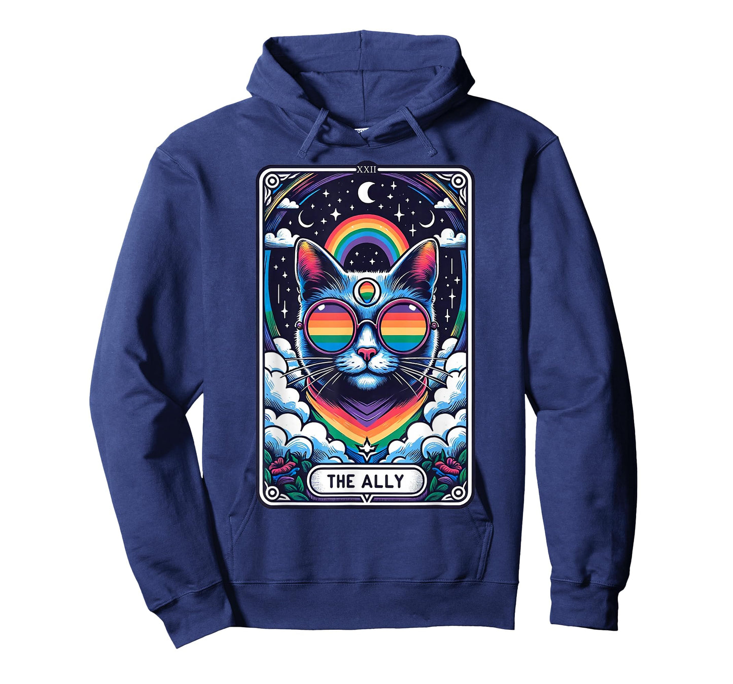 Funny Ally Cat Tarot Card Pride Sunglasses Gay Pride LGBTQ T-Shirt