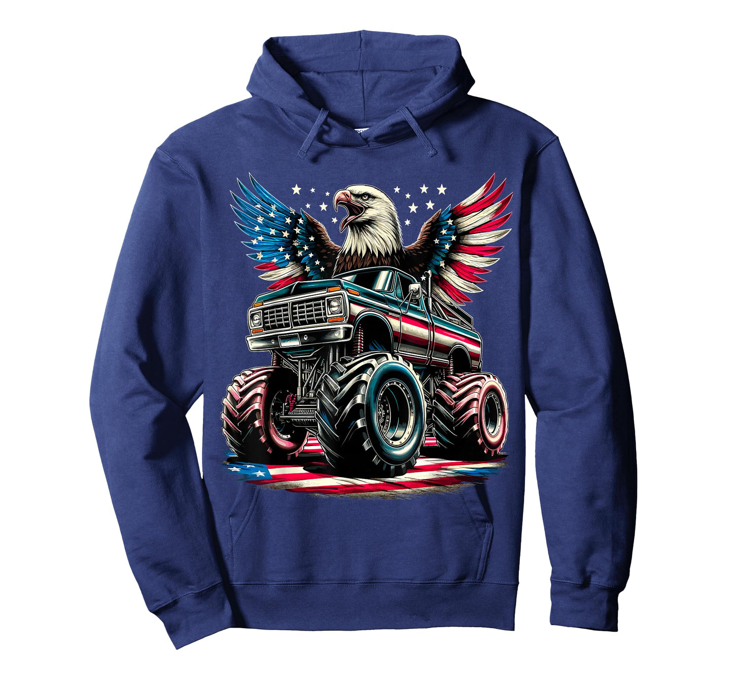 4th of July Boys Monster Truck Bald Eagle American Flag USA T-Shirt
