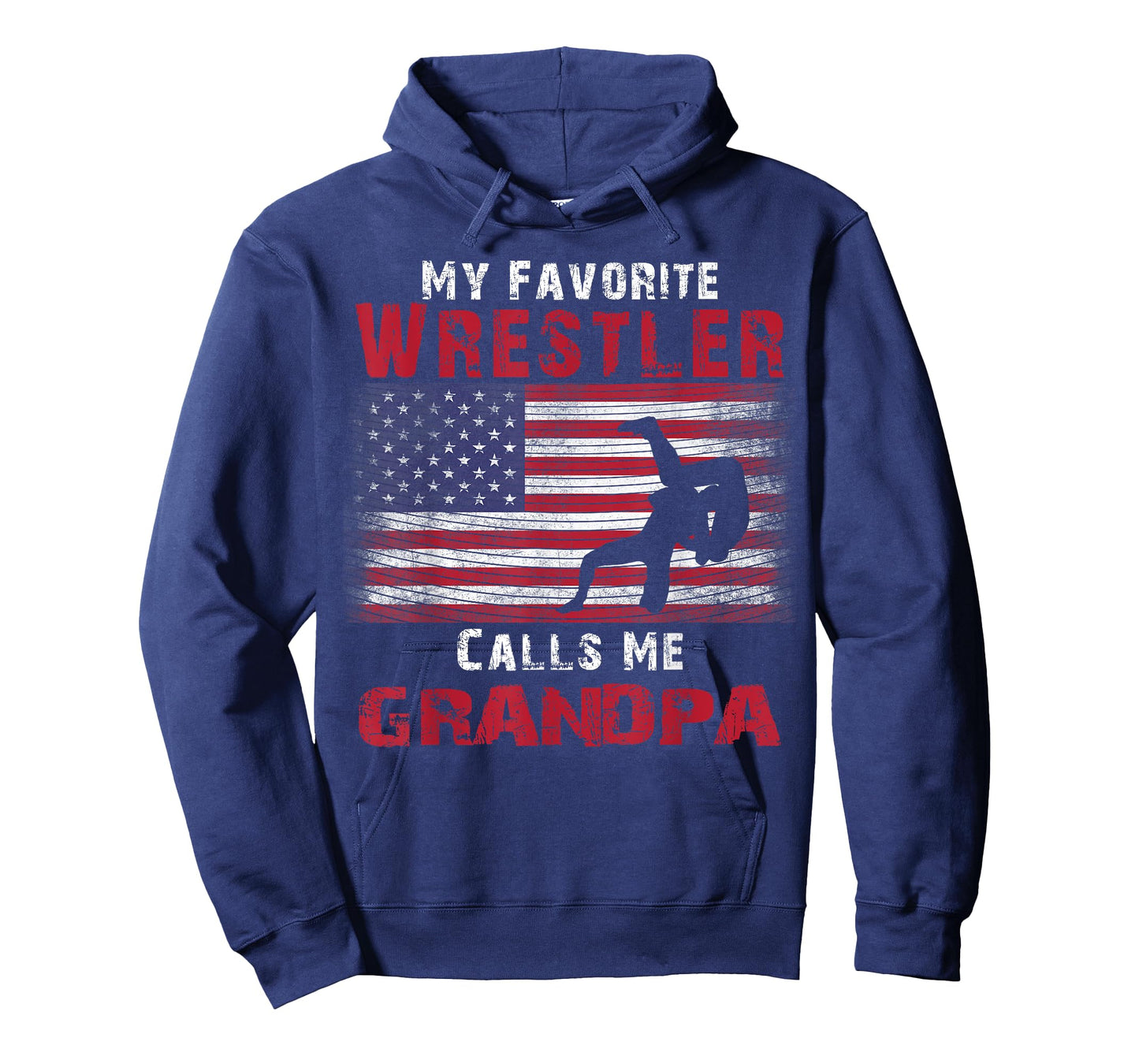 My Favorite Wrestler Calls Me Grandpa Fathers Day USA Flag T-Shirt for Women Kids Men
