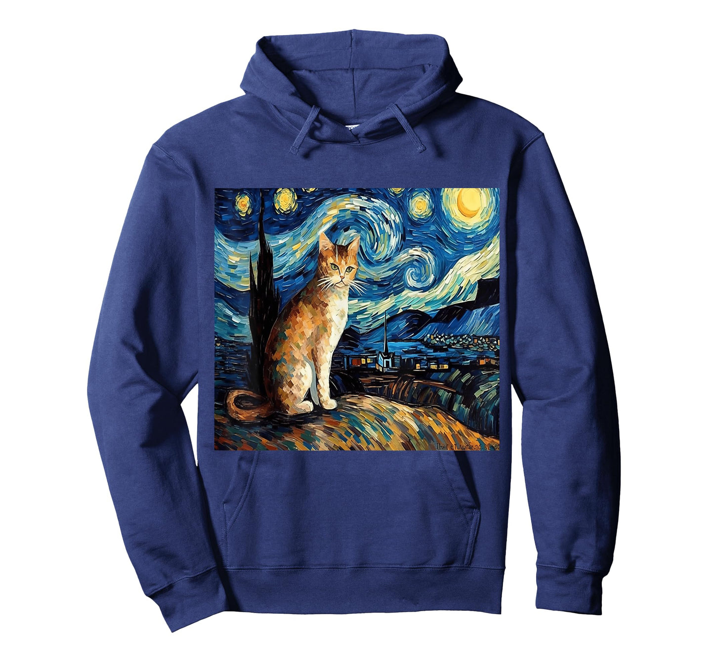 Calico Cat Starry Night Moon And Stars Art T-Shirt for Men Women Kids