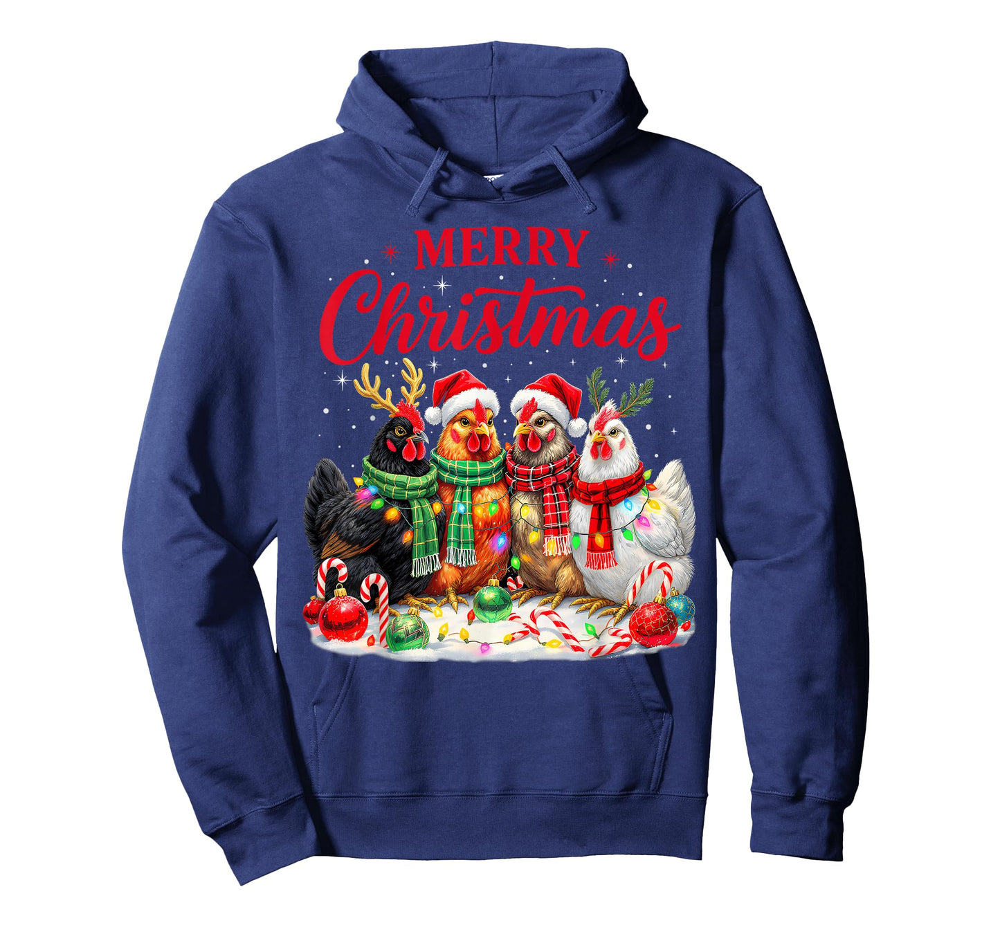 Christmas Chicken Lights Santa Xmas Farm Animal Holiday T-Shirt