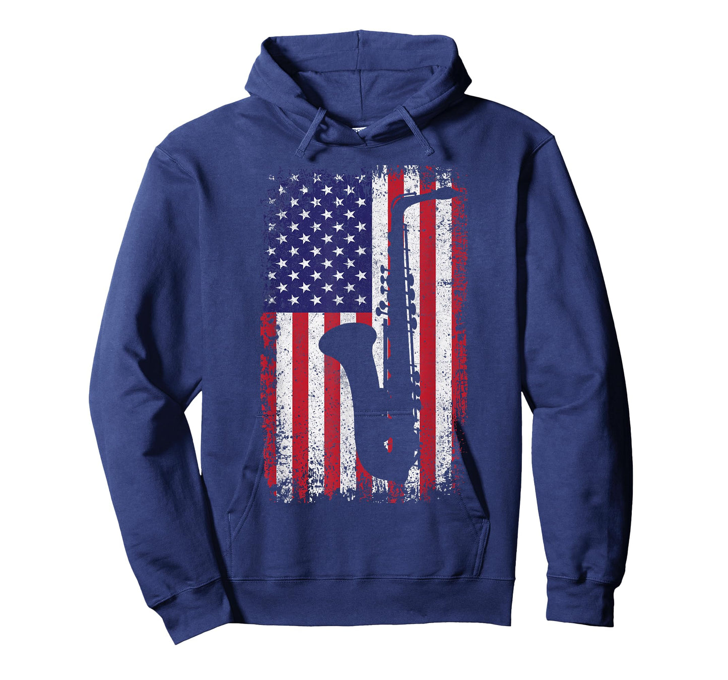 Saxophone US Flag Musician Marching Band Saxophonist Men T-Shirt