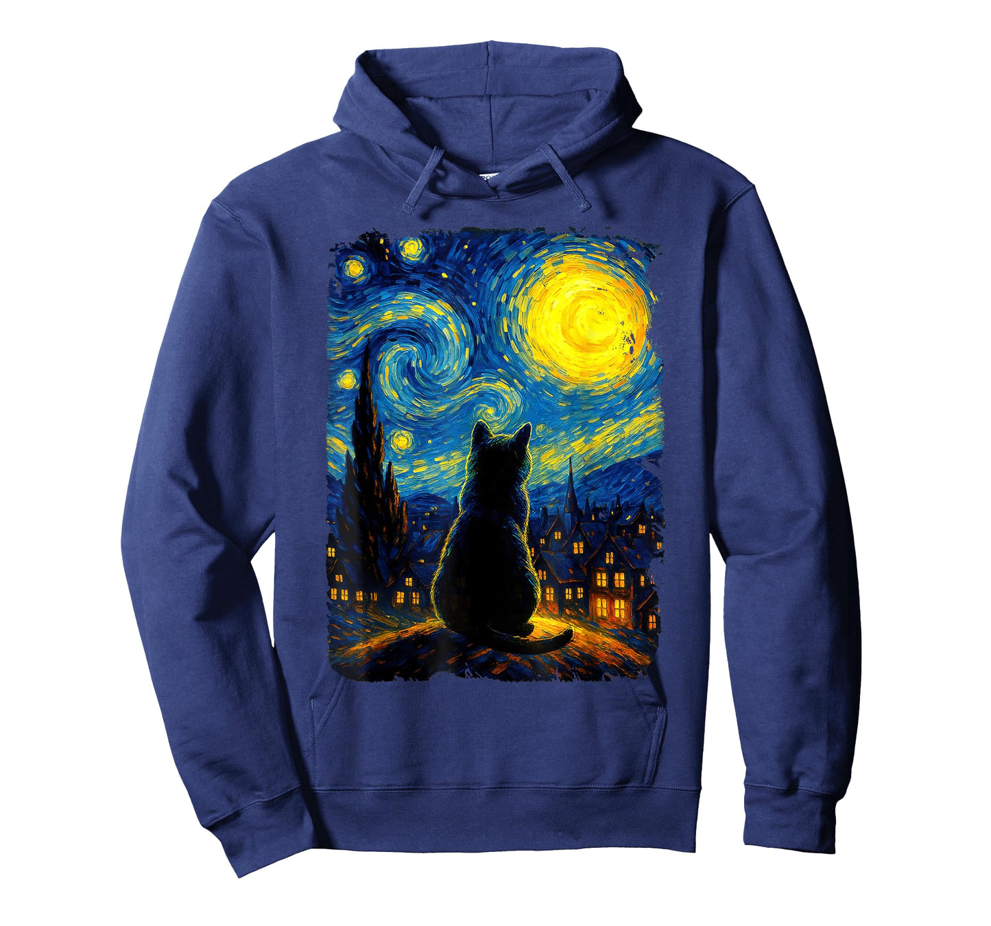 Black Cat Starry Night Van Gogh Cat for Cat Lover T-Shirt