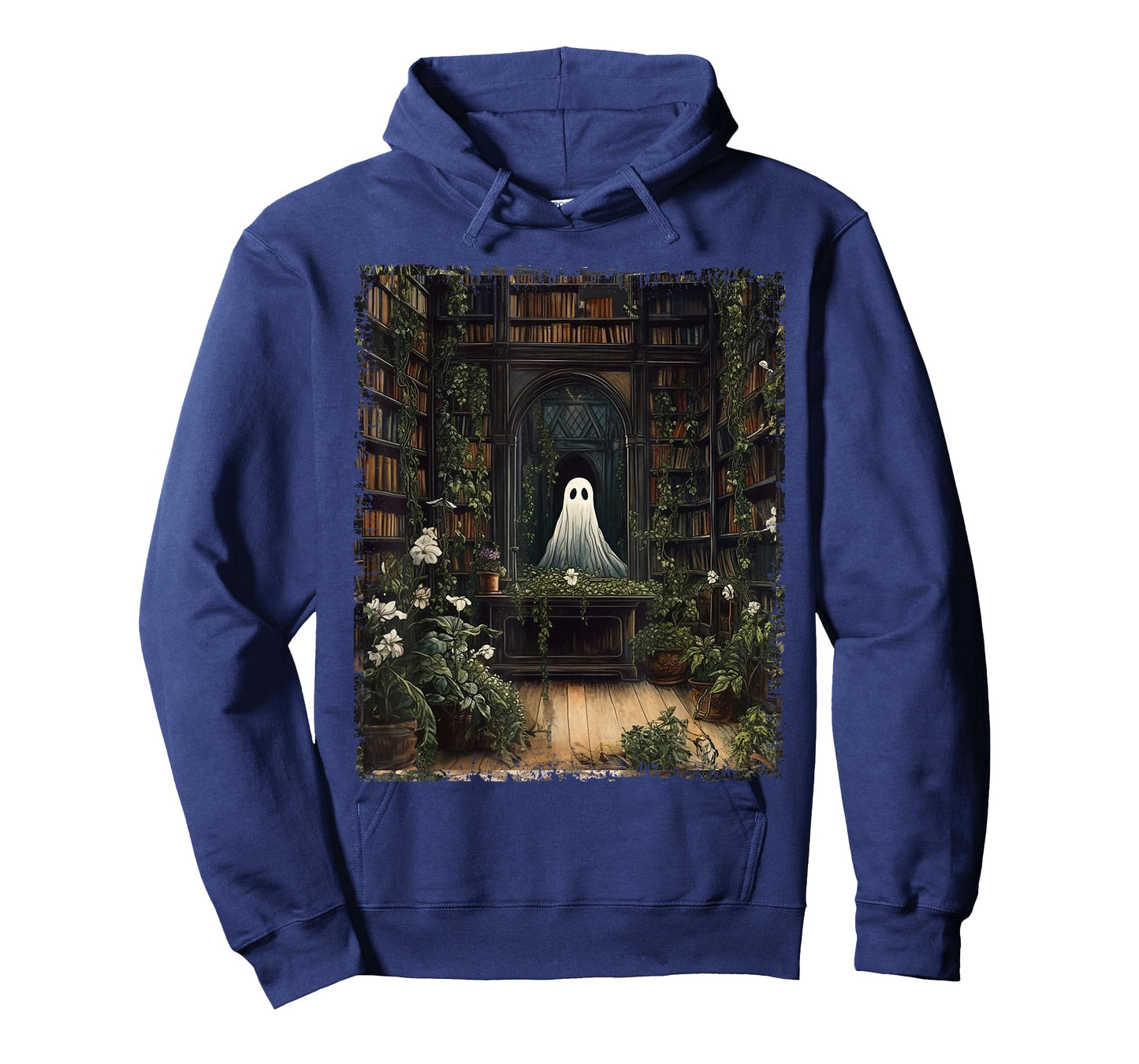 Vintage Halloween Spooky Ghost In The Library Gothic T-Shirt