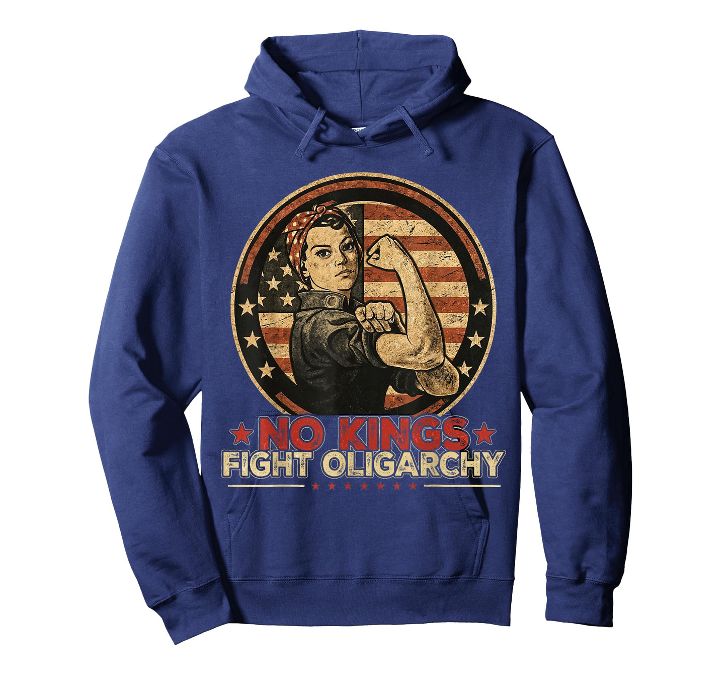 Vintage No Kings Fight Oligarchy America Flag Women Girls T-Shirt