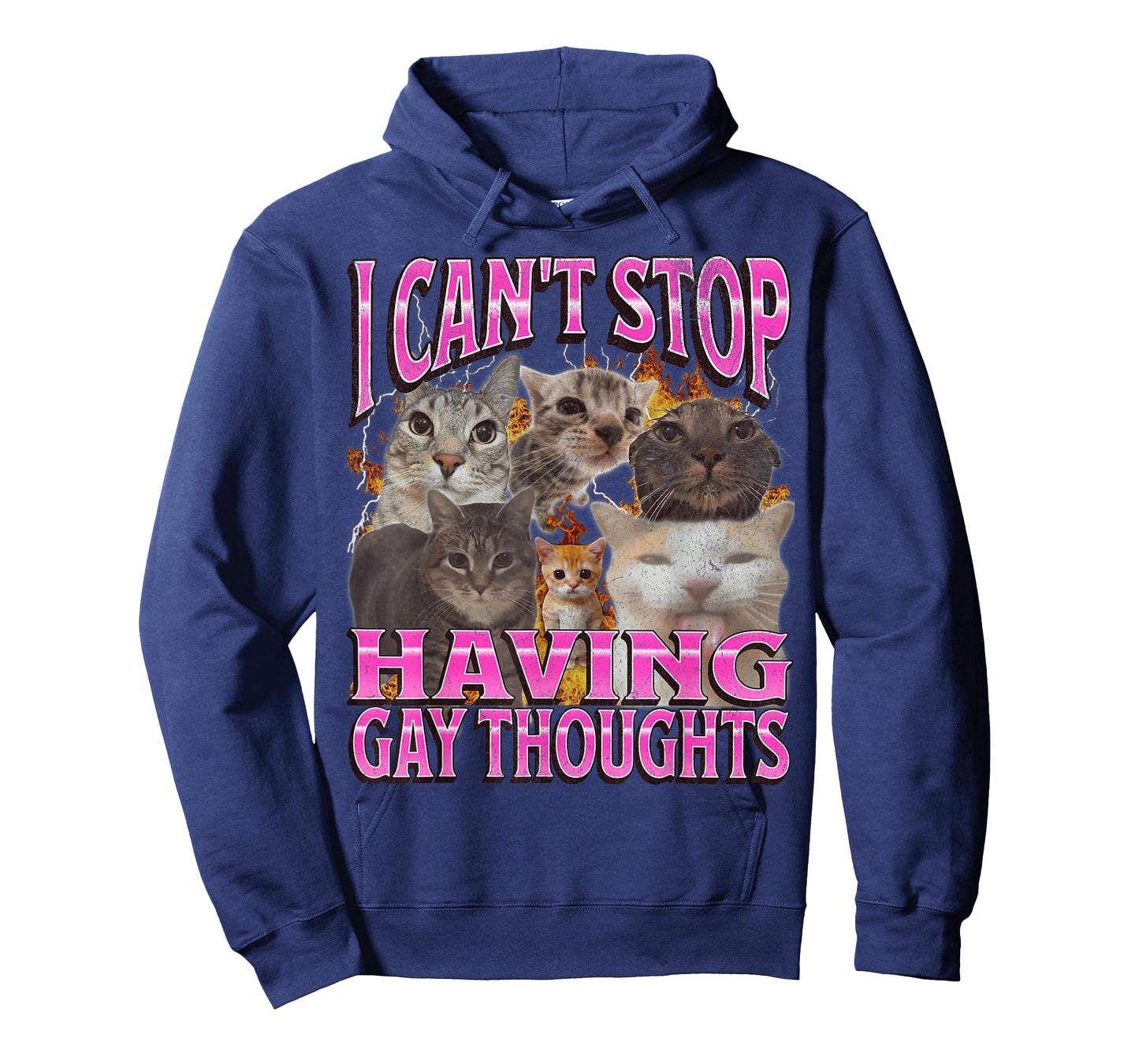 Can't Stop Having Gay Thoughts Funny Cat Meme Bootleg T-Shirt