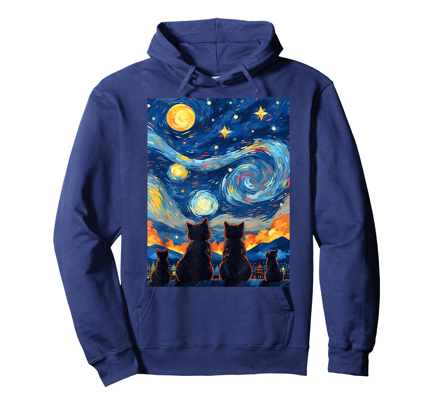 black cats Painting art Starry Night kitty kitten Van Gogh T-Shirt