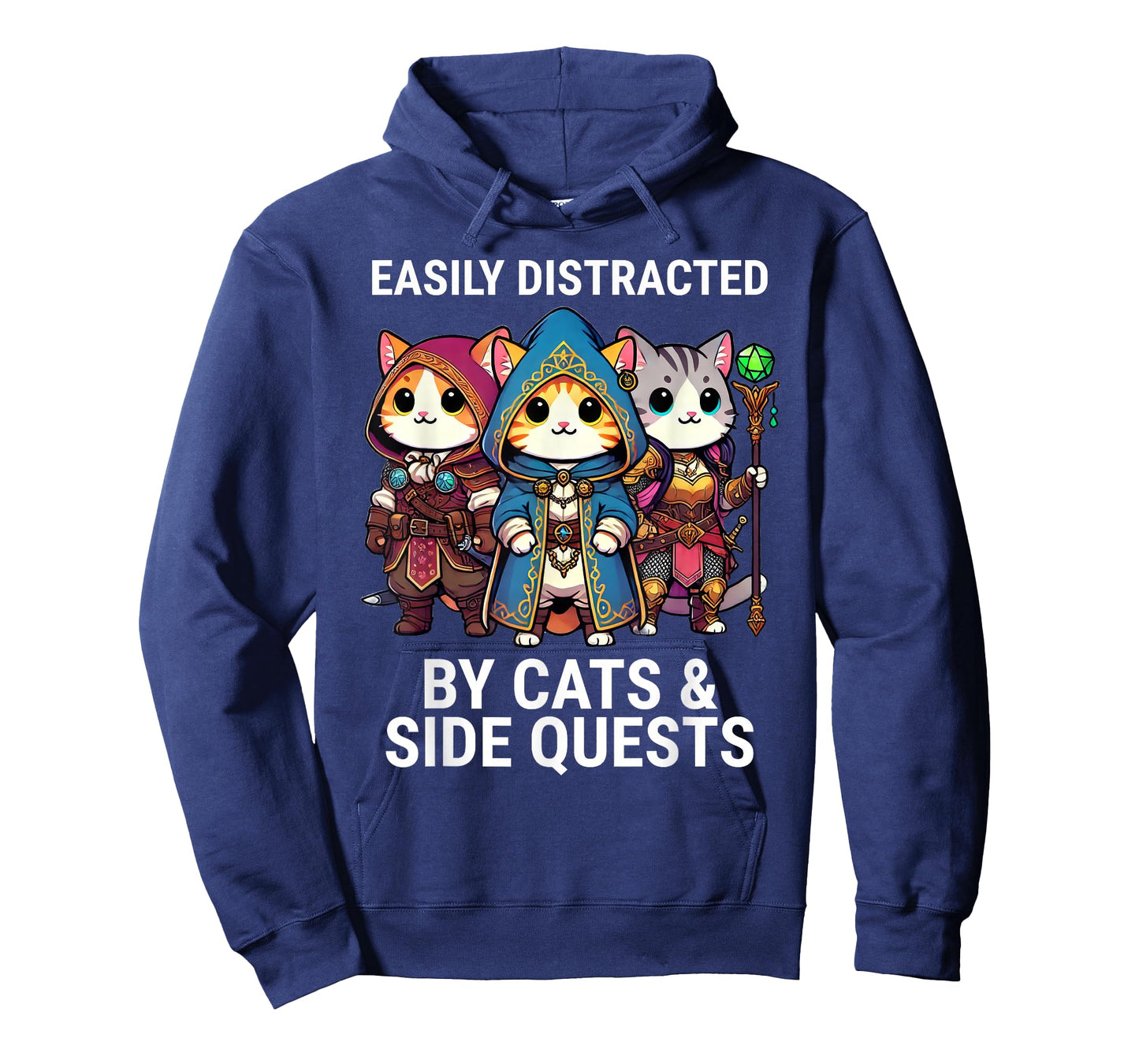 Easily Distracted By Cats And Side Quests Funny Video Gamer T-Shirt