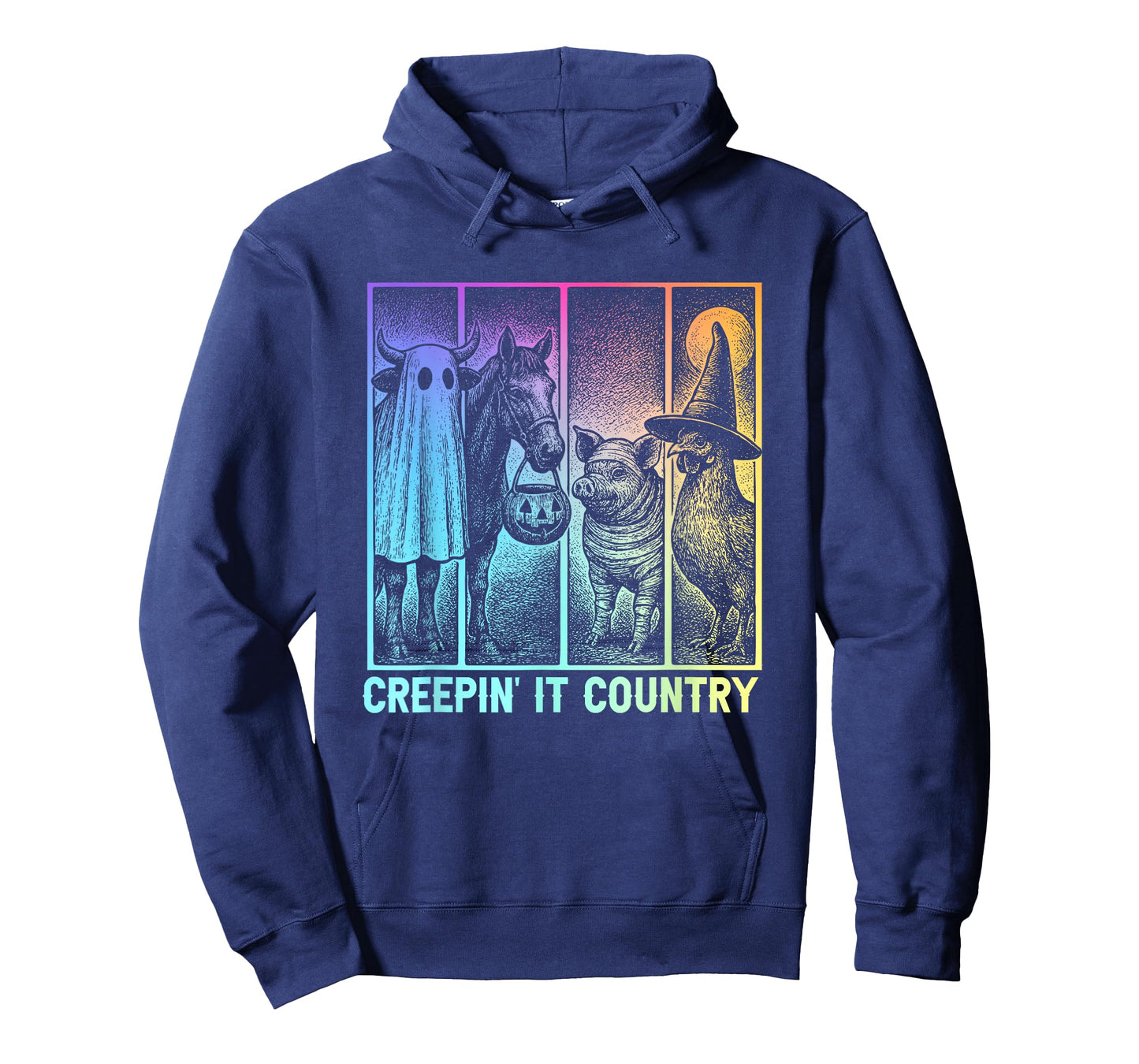 Creepin’ It Country Halloween Farm Animal Pig Cow Chicken T-Shirt