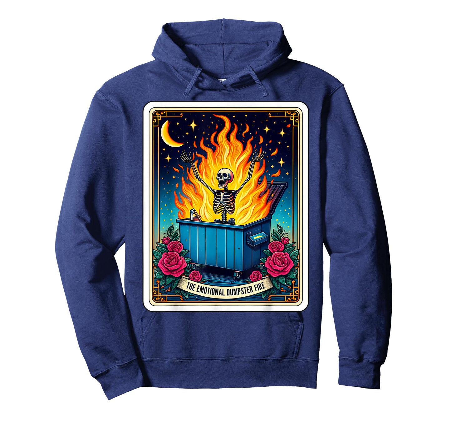 Emotional Dumpster Fire Funny Tarot Card Sarcastic Skeleton T-Shirt