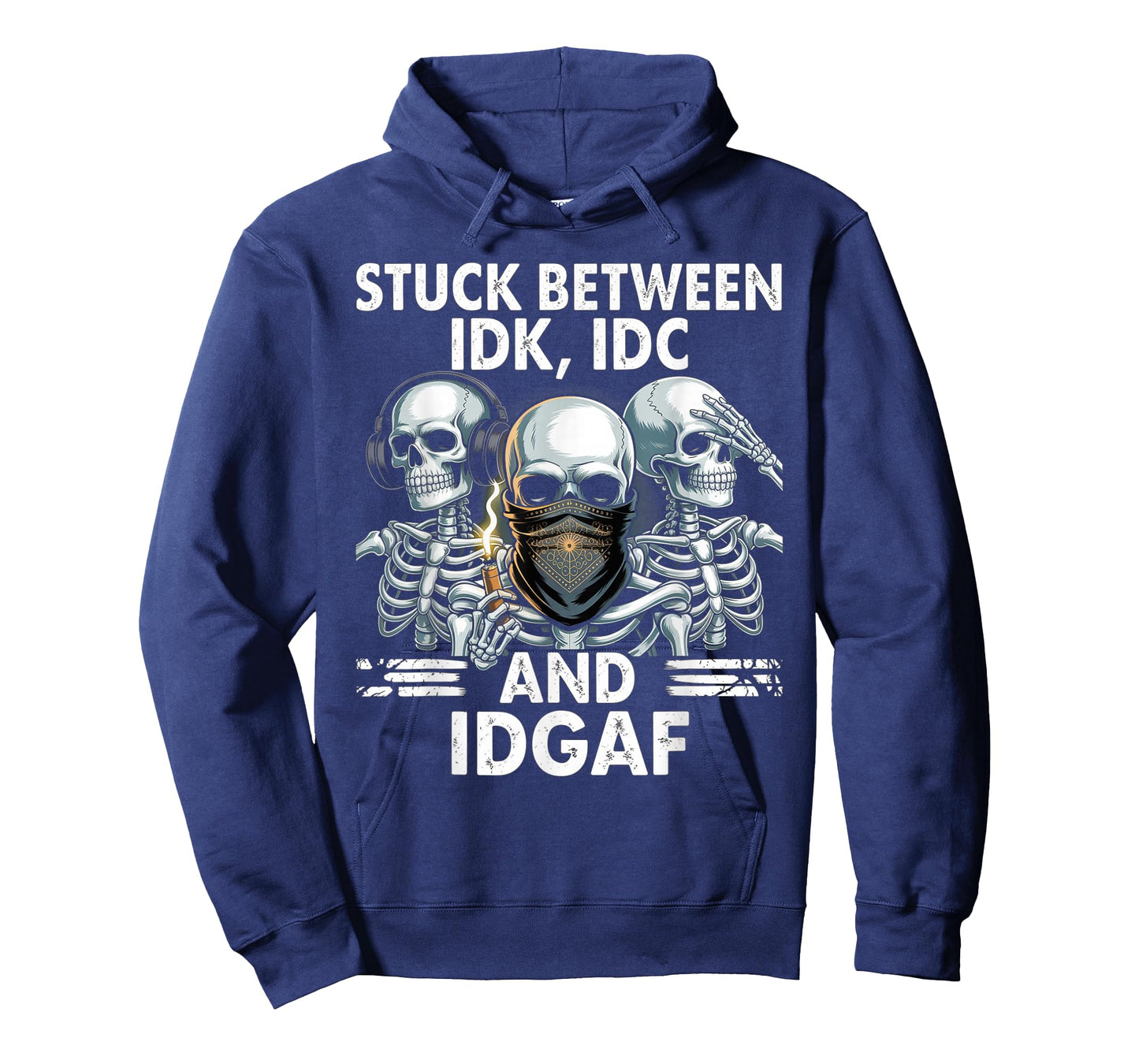 Stuck Between IDK IDC And IDGAF Happy Halloween Skeleton T-Shirt