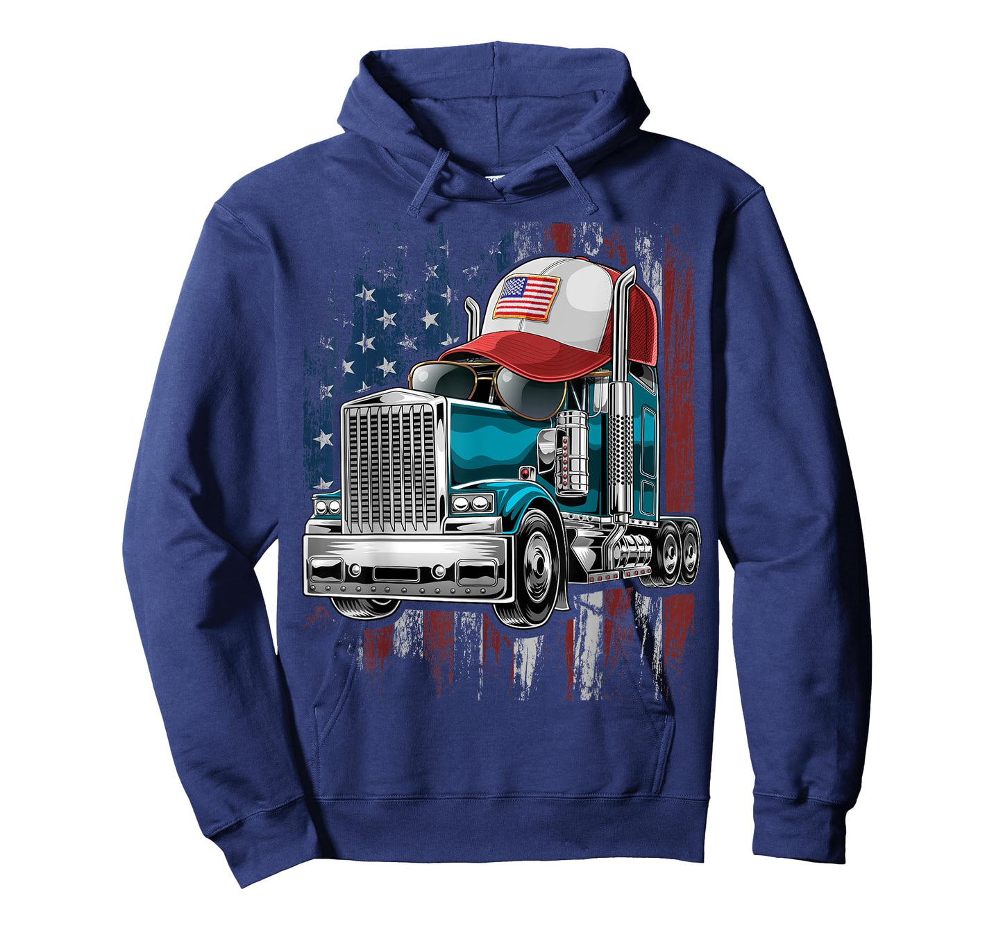 Trucker American Flag Trucker Hat Truck Driver Gift Men T-Shirt