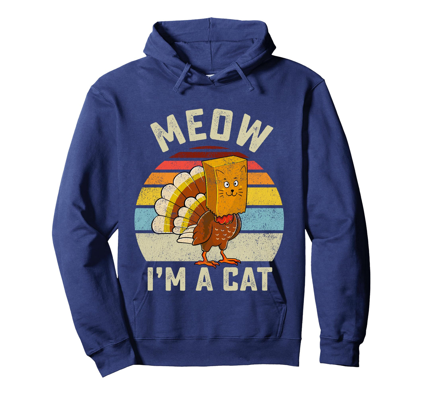 Thanksgiving Funny Turkey Fake Cat Retro Women Men Kids Long Sleeve T-Shirt