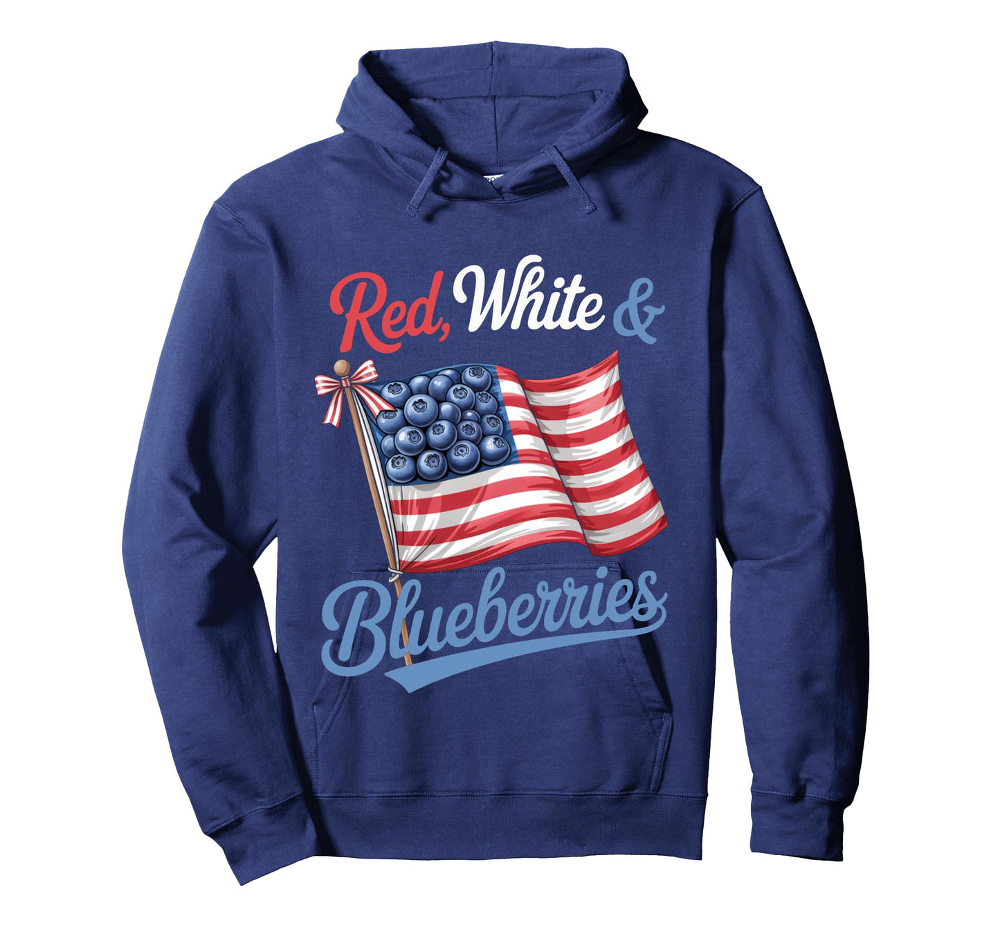 Red White & Blueberries Coquette Flag Bow Long Sleeve T-Shirt
