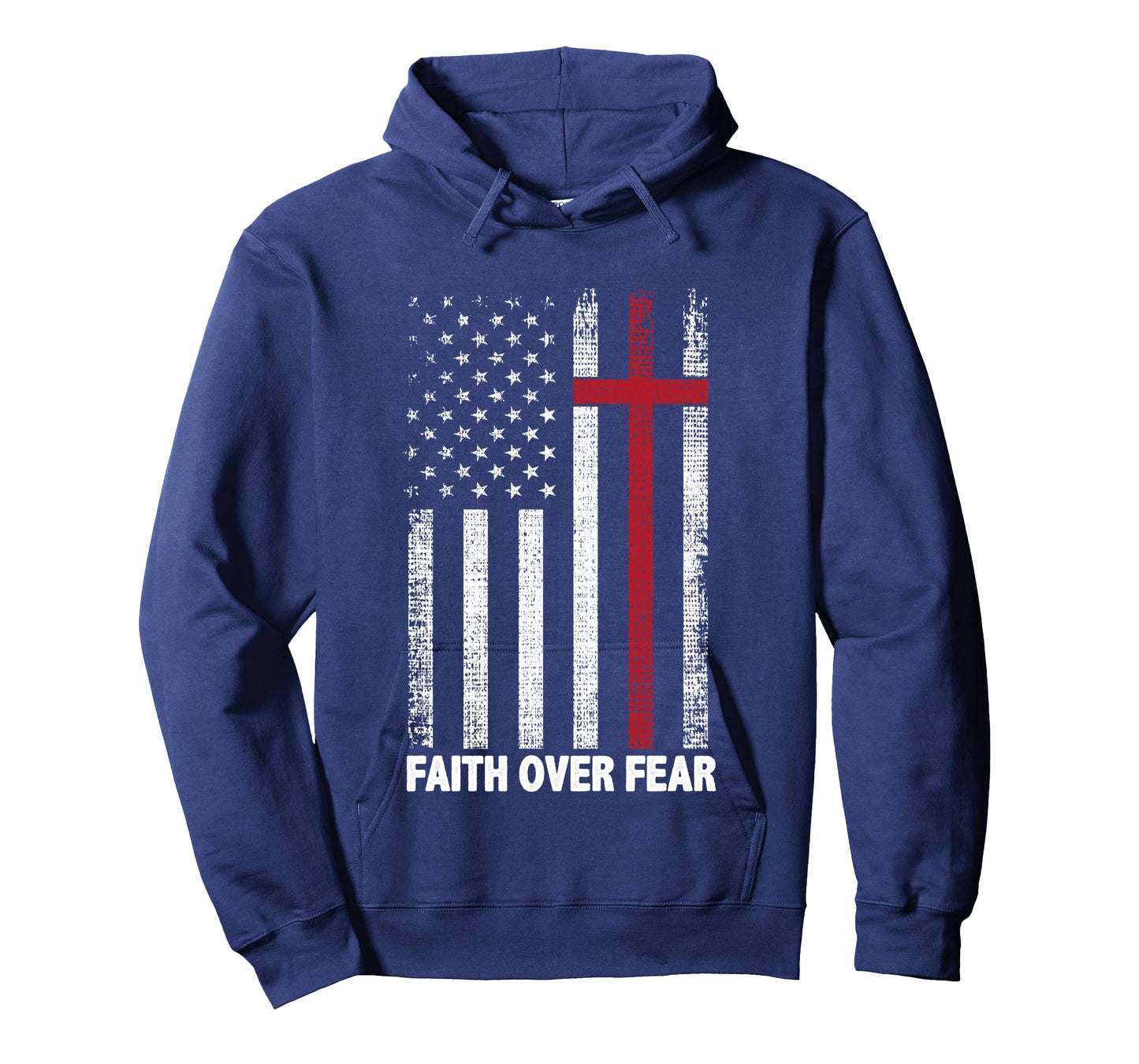 Faith Over Fear Patriotic Christian Cross American Flag Long Sleeve T-Shirt