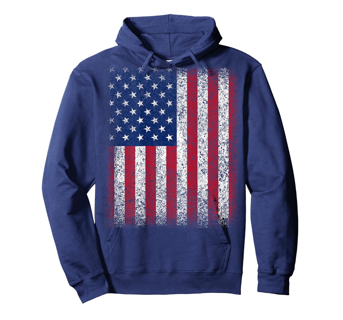 (Art on Back) American Flag Patriotic Red White Blue T-Shirt