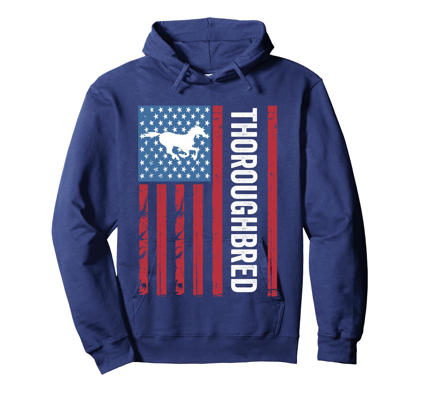 Thoroughbred Horse with American Flag, OTTB, Thoroughbred Long Sleeve T-Shirt