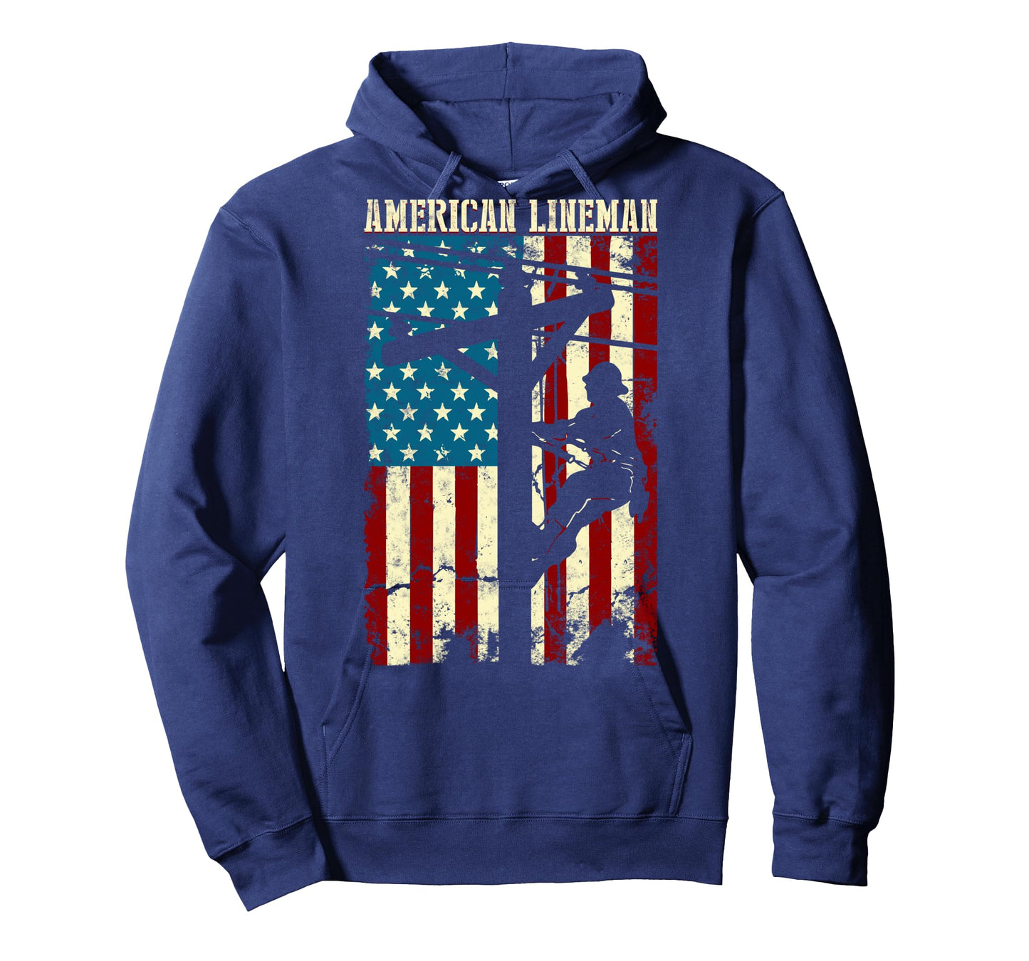 Lineman American flag Electric Cable gift Patriotic Lineman Long Sleeve T-Shirt